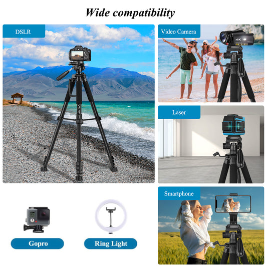 VICTIV Professional 74'' Aluminium Camera Tripod Stand, Heavy Duty Tripod Stand for Photo and Video Shooting, 1/4 Screw Compatible with DSLR, iPhone, Samsung, Spotting Scope, Max Load 9.5Lb(IN)