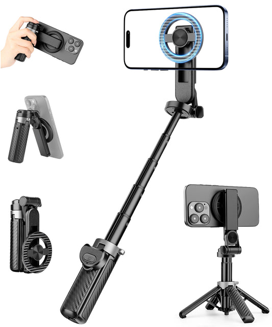 Victiv Magnetic Selfie Stick for iPhone, Mini Portable 4-in-1 Phone Tripod Stand for Filming with Remote, Mag-safe Tripod for iPhone & Android, Suitable for Travel, Selfies, Vlogging, Video Recording(EU)