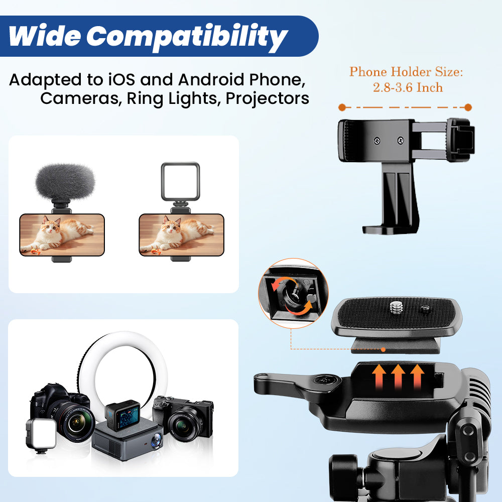 Victiv 70'' Tripod Stand for Phone, Aluminium Tripod Mobile Holder, Lightweight Mobile Stand Video Shoot with Bag, Compatible with iPhone Samsung Galaxy Xiaomi Vivo Canon(IN)