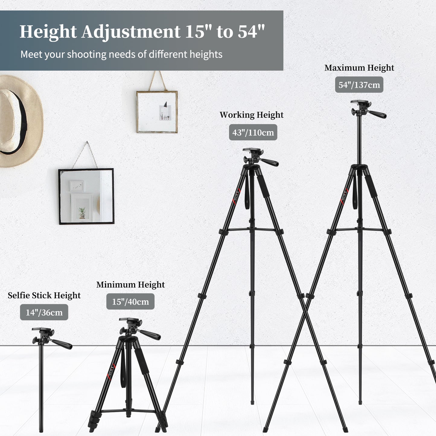 Victiv Phone Tripod, 54" Smartphone Tripod for iPhone, Aluminum Lightweight Portable Camera Tripod Stand for DSLR/Action Camera/Samsung with Phone Holder & Control Remote Shutter