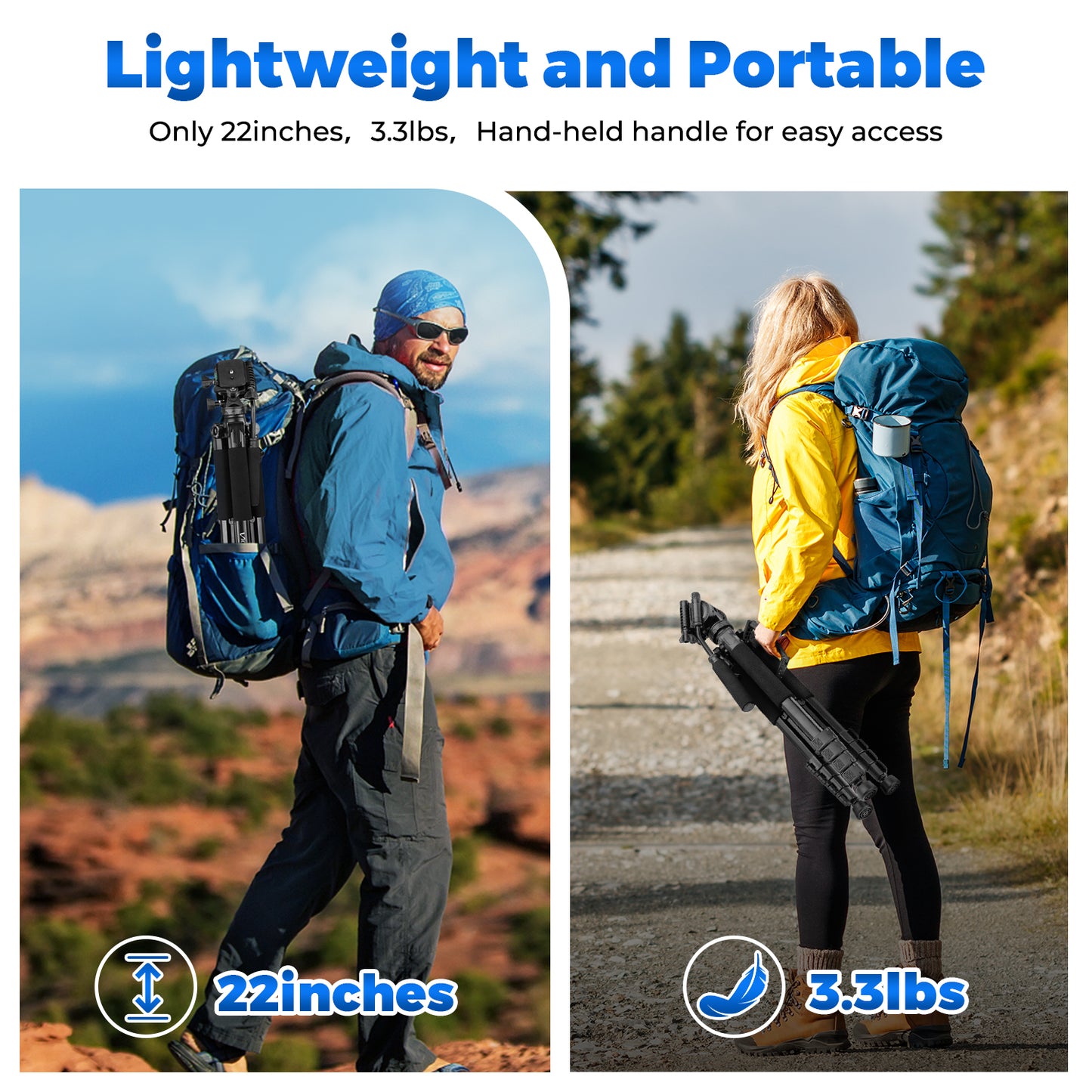 Camera Tripod, 75” Heavy Duty Tripod for Camera with Phone Holder and Travel Bag, Compatible with Video Camera, DSLR, Spotting Scopes, Camcorder, GoPro, Cell Phone, Max Load 16LB (Black)(US)