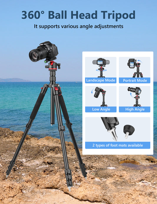 78" Porfessional Tripod for Camera, Victiv Aluminum Camera Tripod Monopod for DSLR, Spotting Scope,Telescope, Binoculars, Compact Heavy Duty Camera Stand for Photography Video Recording Travel(RED US)