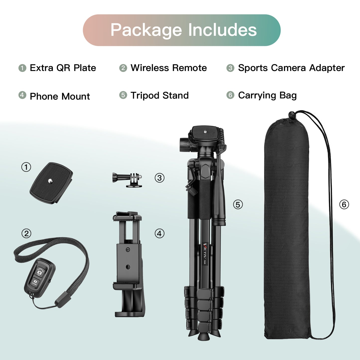 Victiv 67.7" Camera Tripod, Camera Stand Lightweight Tripod for Smartphone with Detachable Head, Portable Travel DSLR Tripod for Canon/Nikon/Sony/Fuji(EU)