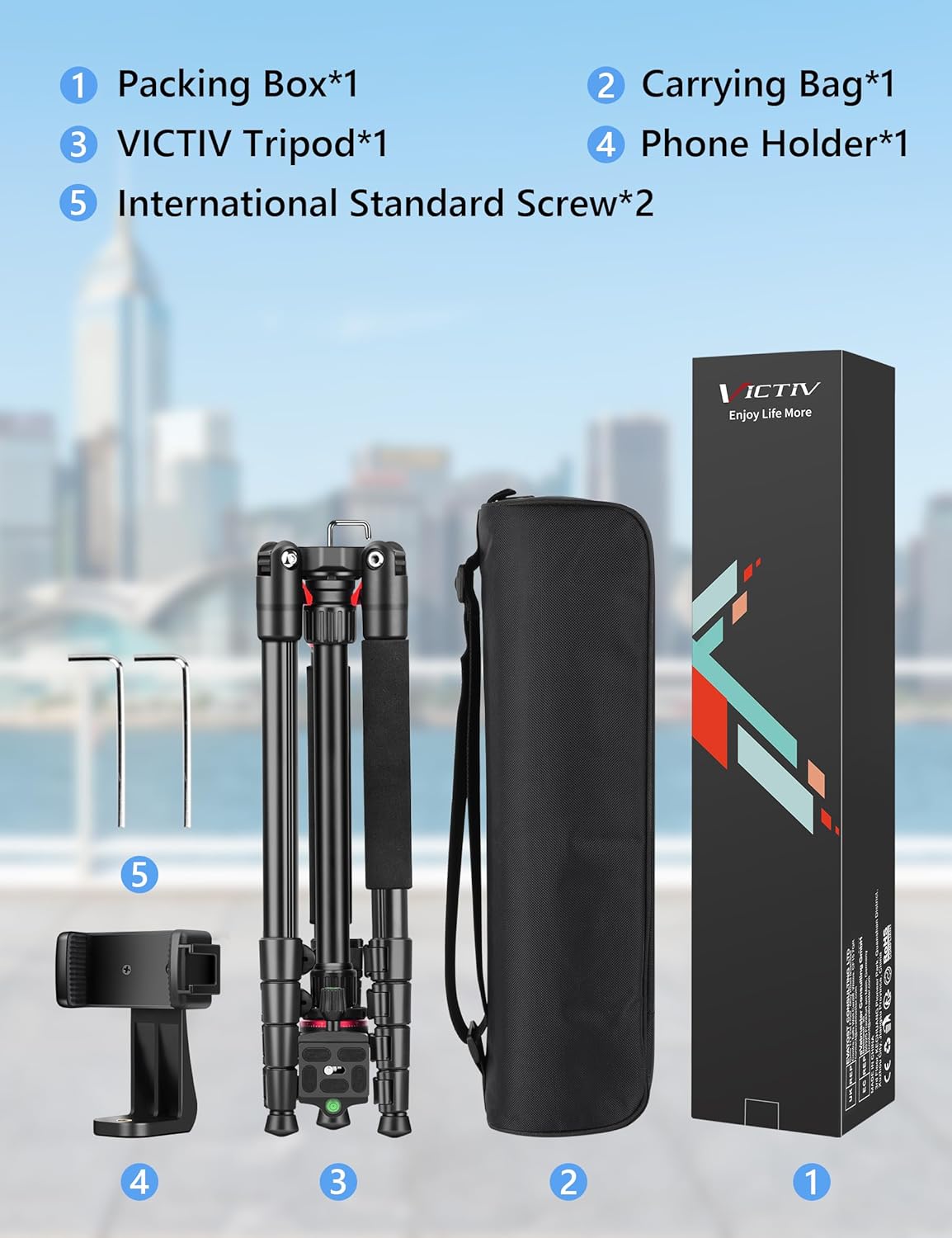 Victiv 78" Aluminium Camera Tripod for DSLR, Spotting Scope, Telescope, Binoculars, Professional Heavy Duty Camera Tripod Stand for Photography Video Recording