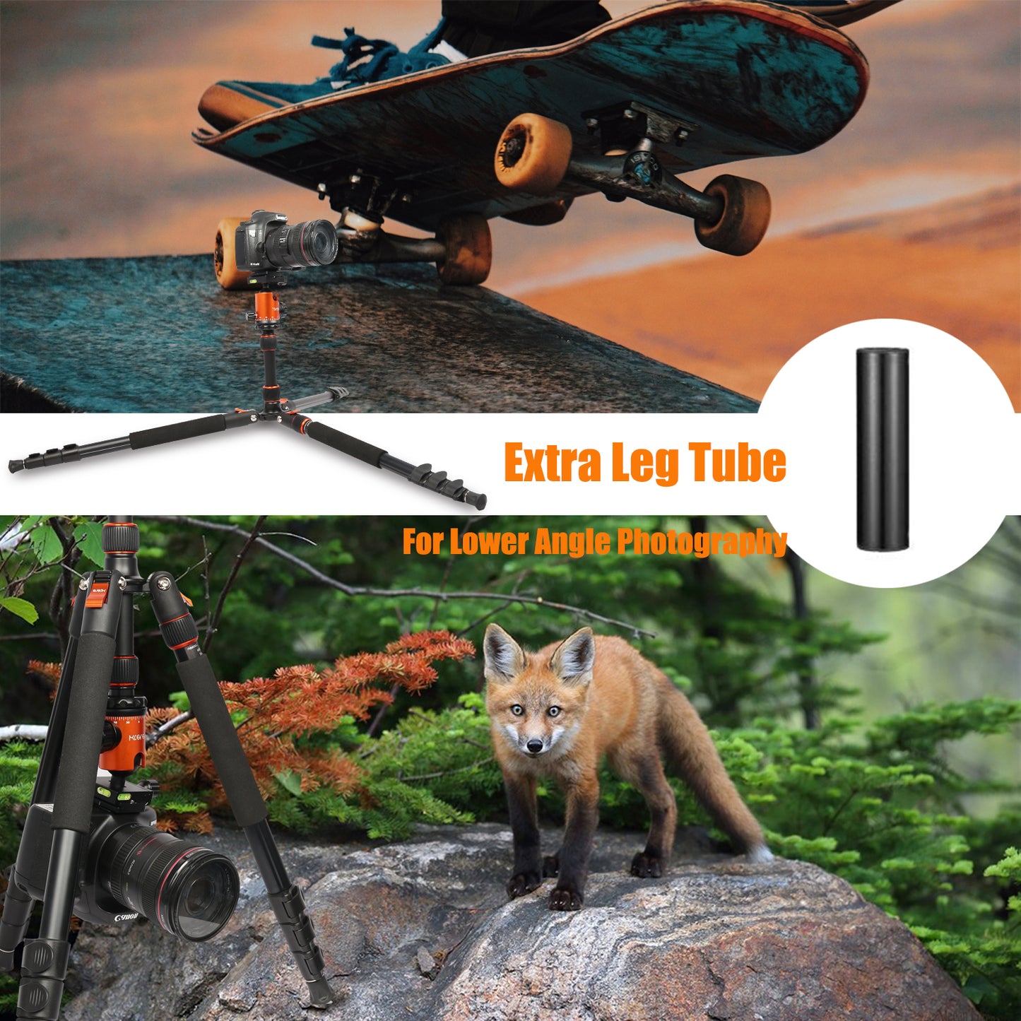 VICTIV Camera Tripod 81 inches Monopod, Aluminum Travel Tripod for DSLR- AT26 Orange
