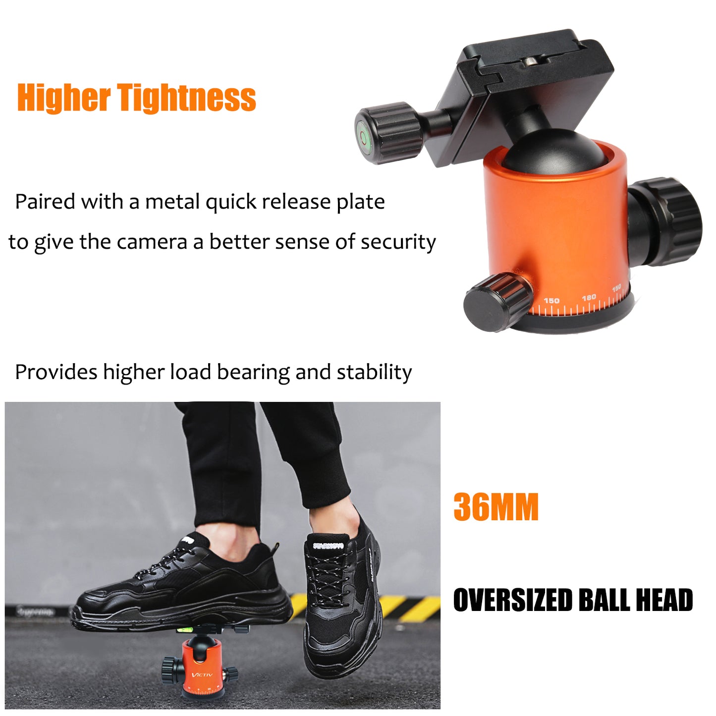 VICTIV Camera Tripod 81 inches Monopod, Aluminum Travel Tripod for DSLR- AT26 Orange