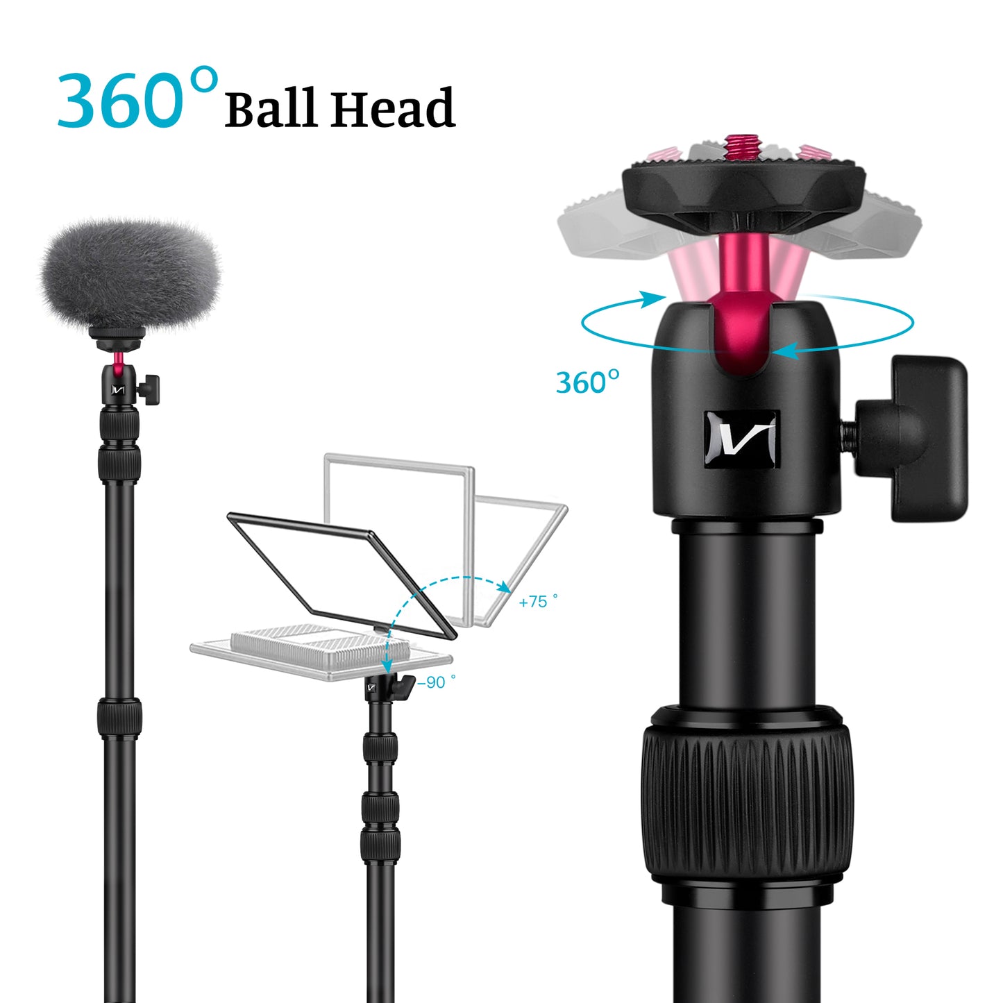 VICTIV Camera Desk Mount Table Stand with Ball Head, 15"-41" Adjustable Desktop Light Stand, Tabletop C Clamp with Phone Clamp for DSLR Camera, Ring Light, Live Streaming, Photo Video Shooting