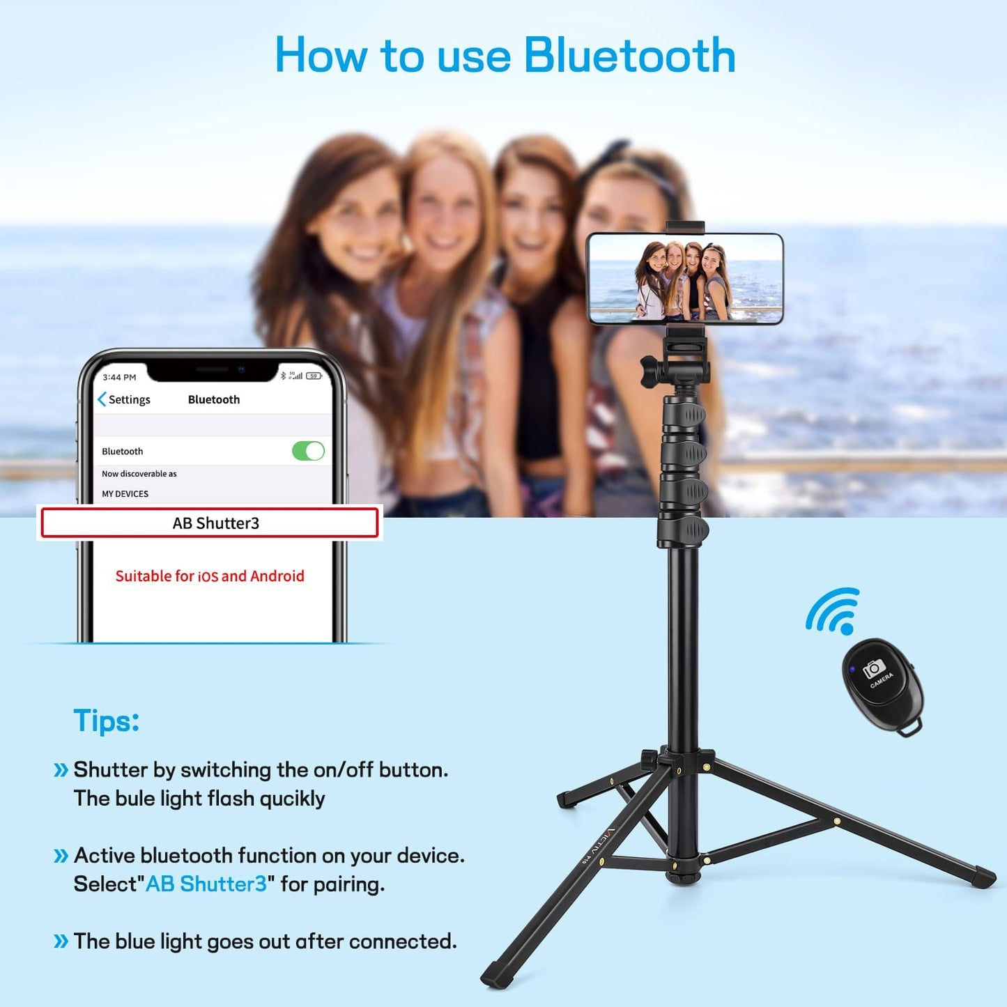 Victiv 68 inch/1.73m Phone Tripod Stand, Selfie Stick Tripod with Remote & Smatrphone Tripod, UPGRADE Foldable Camera Tripod for iphone/Samsung/Huawei/Mobile Phone
