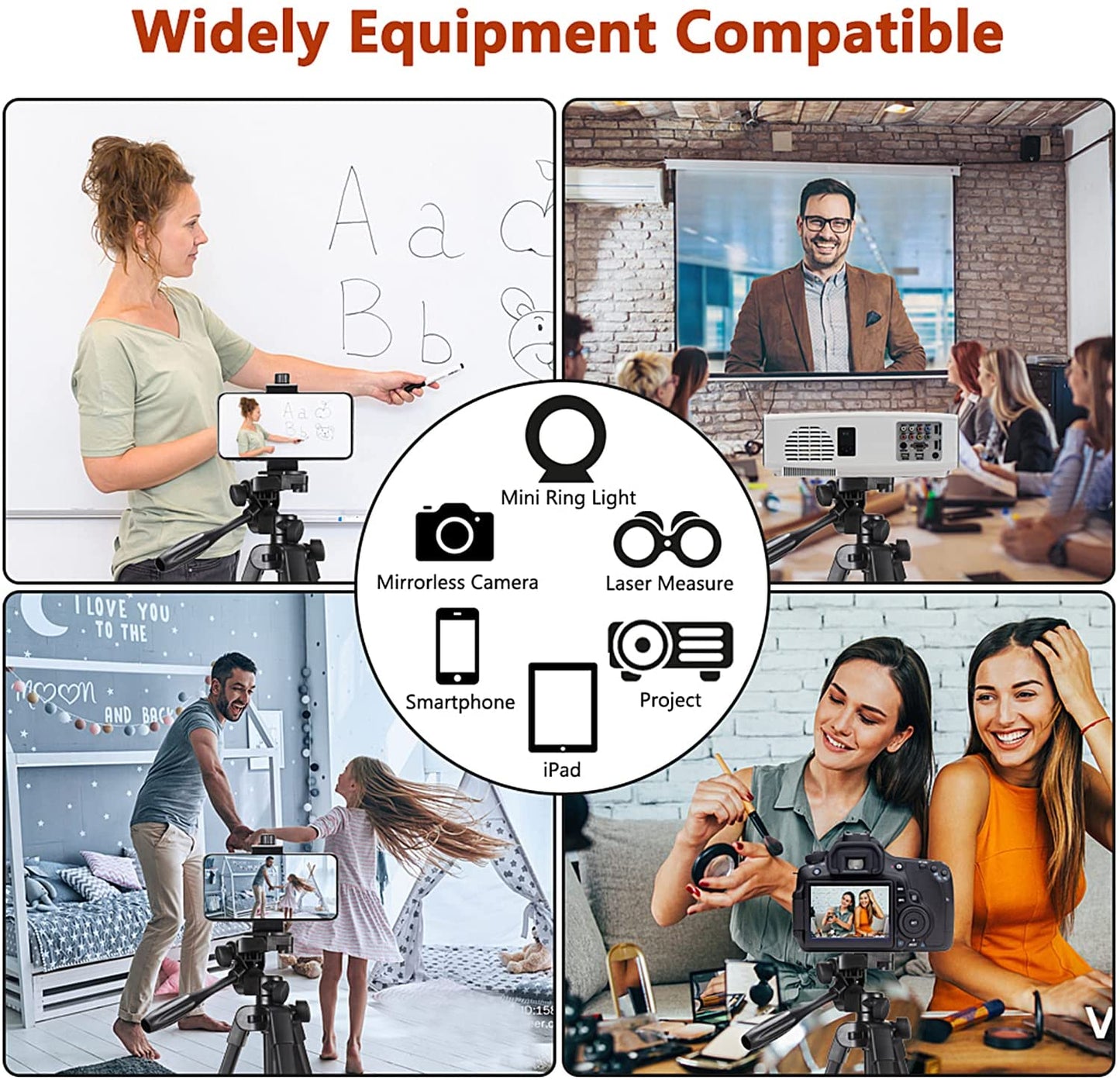 Victiv 54" Phone Tripod, Lightweight Aluminum Camera Tripod, Portable Mobile Phone Tripod Stand for Smartphone iphone Samsung/DSLR Canon Nikon with Phone Holder & Control Remote