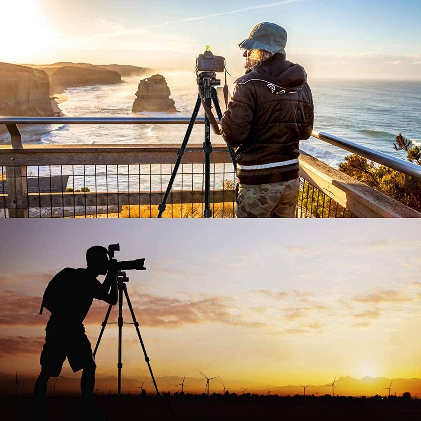 Victiv 72-inch Camera Tripod Aluminum Monopod T72 Max. Height 182 cm - Lightweight and Compact for Travel with 3-way Swivel Head and 2 Quick Release Plates for DSLR Video Shooting - Black