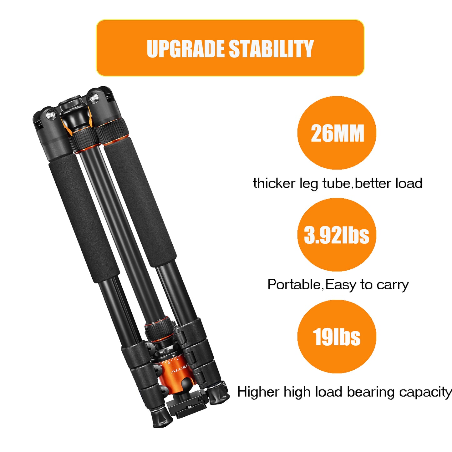 VICTIV Camera Tripod 81 inches Monopod, Aluminum Travel Tripod for DSLR- AT26 Orange