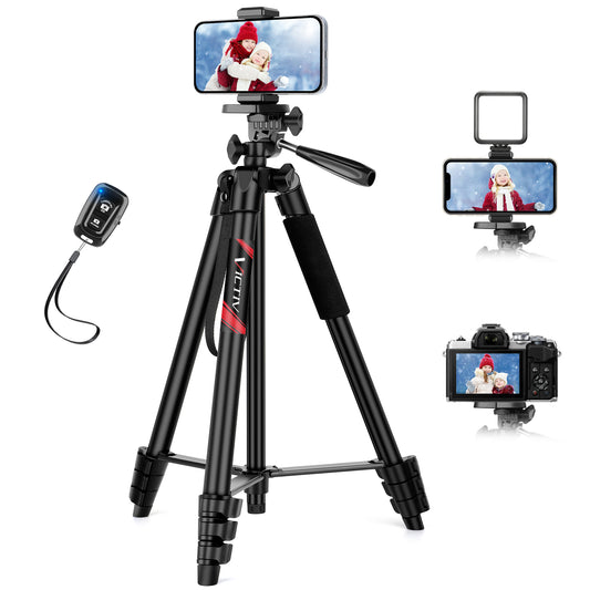 Victiv 64'' Tripod for iPhone, Phone Tripods with Remote and Mobile Phone Stand for Filming, Aluminum Lightweight Travel Tripod for Samsung Smartphone/DSLR/Camera, Portable Extendable Camera Stand(EU)