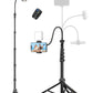 Phone Tripod Stand, 85" Tall Cellphone Tripod for iPhone with Gooseneck Remote, Flexible Portable Phone Stand for Recording, Compatible with iPhone 14 13 12 pro Android Camera（US)）