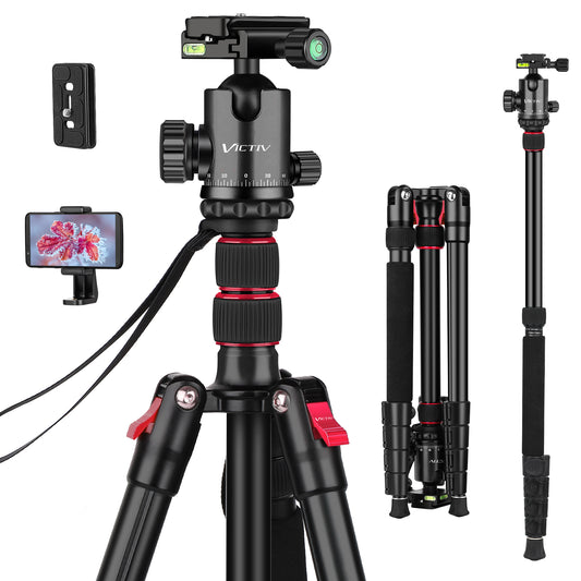 Professional Tripod for Camera, Victiv 81 inch Aluminium Compact Travel Camera Tripod Monopod Heavy Duty with Phone Mount, Compatible with Canon Nikon Sony(us)