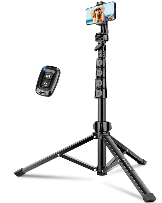 Phone Tripod, 72" Camera Stand Tripod with Remote and Phone Holder, Stable & Adjustable Tall, Suit for iPhone/Digital Camera(US)