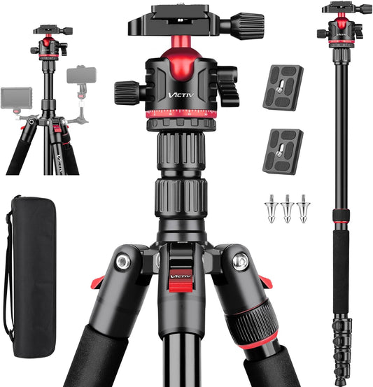 Victiv 78" Aluminium Camera Tripod for DSLR, Spotting Scope, Telescope, Binoculars, Professional Heavy Duty Camera Tripod Stand for Photography Video Recording