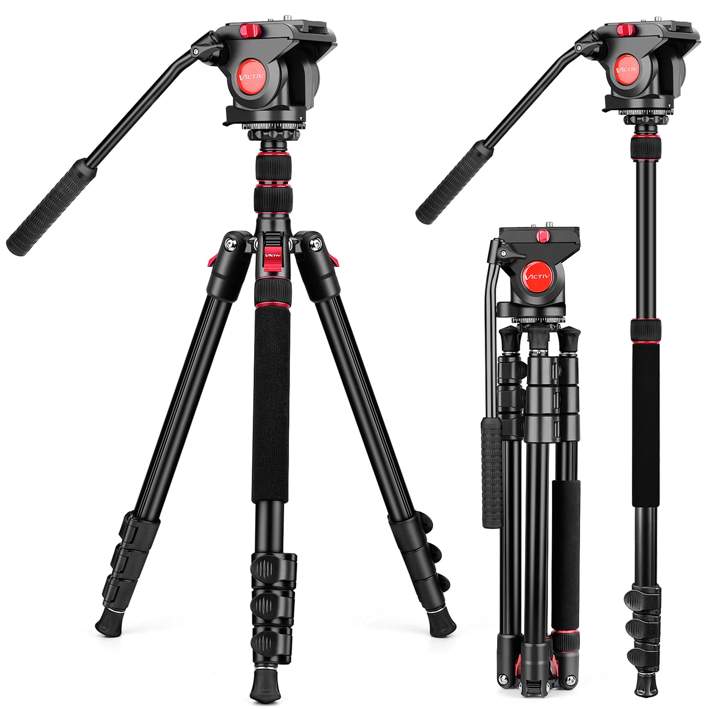 Victiv Camera Tripod, 72" Video Tripod with Fluid Head, Aluminum Heavy Duty Tripod with Carry Bag, Professional Camera Tripods & Monopods, Compatible with Canon, Sony, DSLR, Camcorder(US