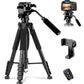 Camera Tripod, 75” Heavy Duty Tripod for Camera with Phone Holder and Travel Bag, Compatible with Video Camera, DSLR, Spotting Scopes, Camcorder, GoPro, Cell Phone, Max Load 16LB (Black)(US)