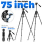Camera Tripod, 75” Heavy Duty Tripod for Camera with Phone Holder and Travel Bag, Compatible with Video Camera, DSLR, Spotting Scopes, Camcorder, GoPro, Cell Phone, Max Load 16LB (Black)(US)