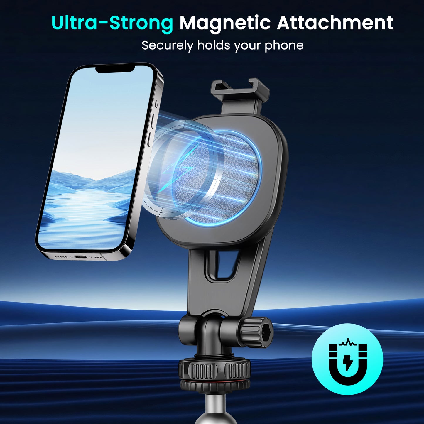 Victiv Magnetic Phone Tripod Mount with Cold Shoe, Adjustable iPhone Tripod Holder Adapter with 1/4” Screw, Camera Phone Mount for iPhone, Camera, Tripods(us)