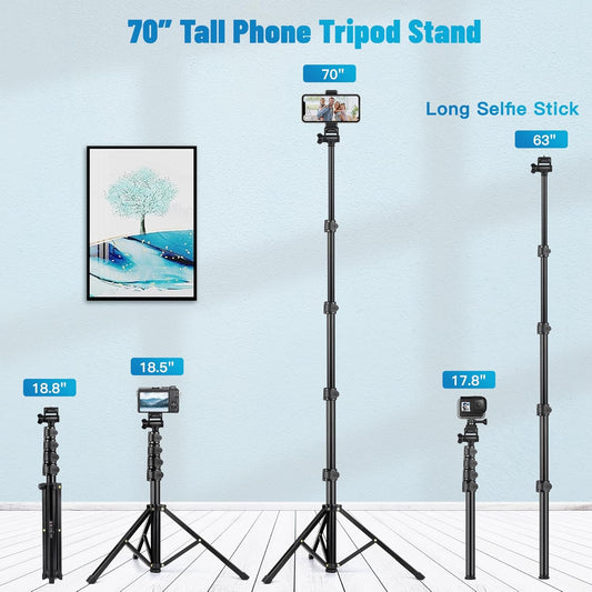 Victiv Phone Tripod, 70" Tripod for iPhone with Remote and Phone Holder, Sturdy & Stable, Adjustable Camera Stand & Selfie Stick Mode, Perfect for Selfies/Recording/Vlogging/Live Streaming(US)