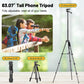 Victiv 83'' Aluminum Tripod Mobile Holder, 2-in-1 Lightweight Tripod Stand for Phone and Camera with Detachable Center Column as Selfie Stick, Ideal for Cooking, Overhead Shots and Live Streaming