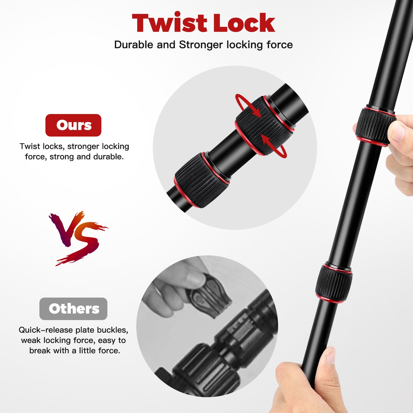 Camera Tripod, 80" Aluminum Heavy Duty Camera Tripod Stand with 360° Ball Head, Phone Holder & Carry Bag, Professional Camera Tripods & Monopods for Camera, Phone, 34lb Max Load(US)