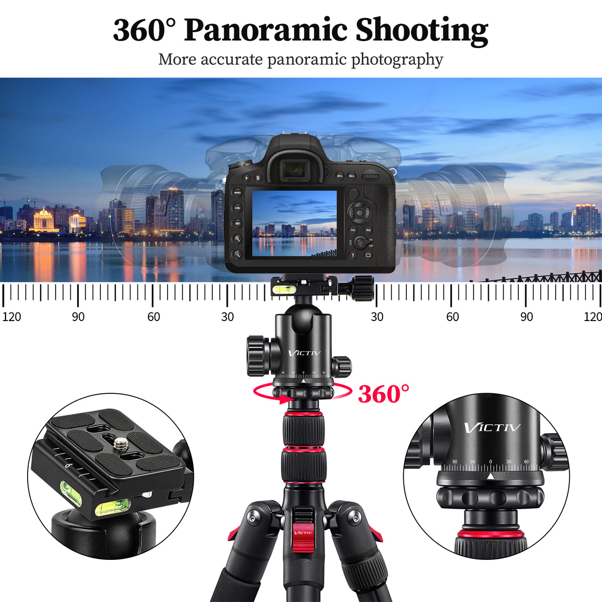 Professional Tripod for Camera, Victiv 81 inch Aluminium Compact Travel Camera Tripod Monopod Heavy Duty with Phone Mount, Compatible with Canon Nikon Sony(us)