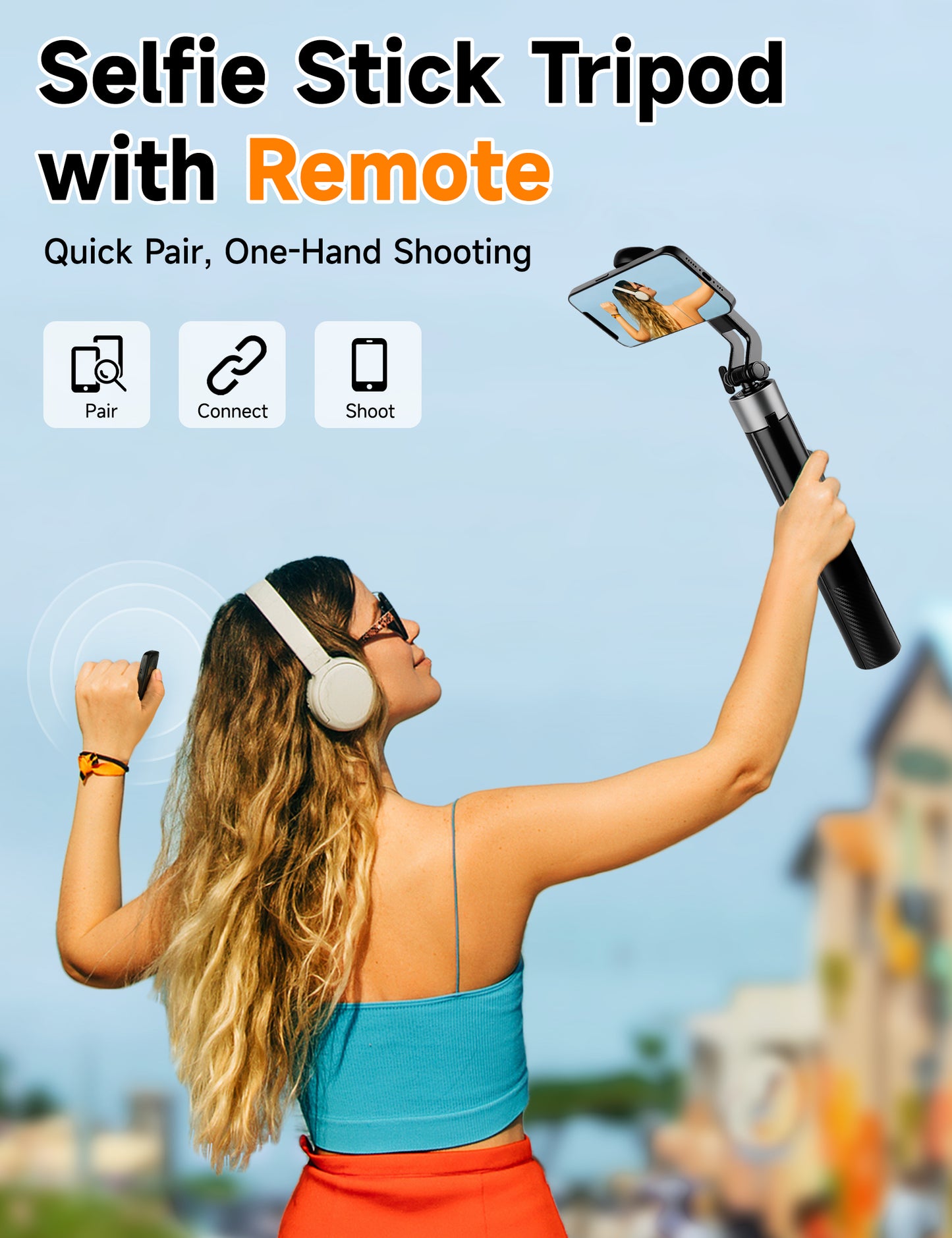 Magnetic Tripod for iPhone, 69" Phone Tripod Selfie Stick with Stake, Remote & 2 in 1 Phone Holder, Extendable Cell Phone Stand for Golf Recording Travel, Compatible with iPhone and Android Cellphone