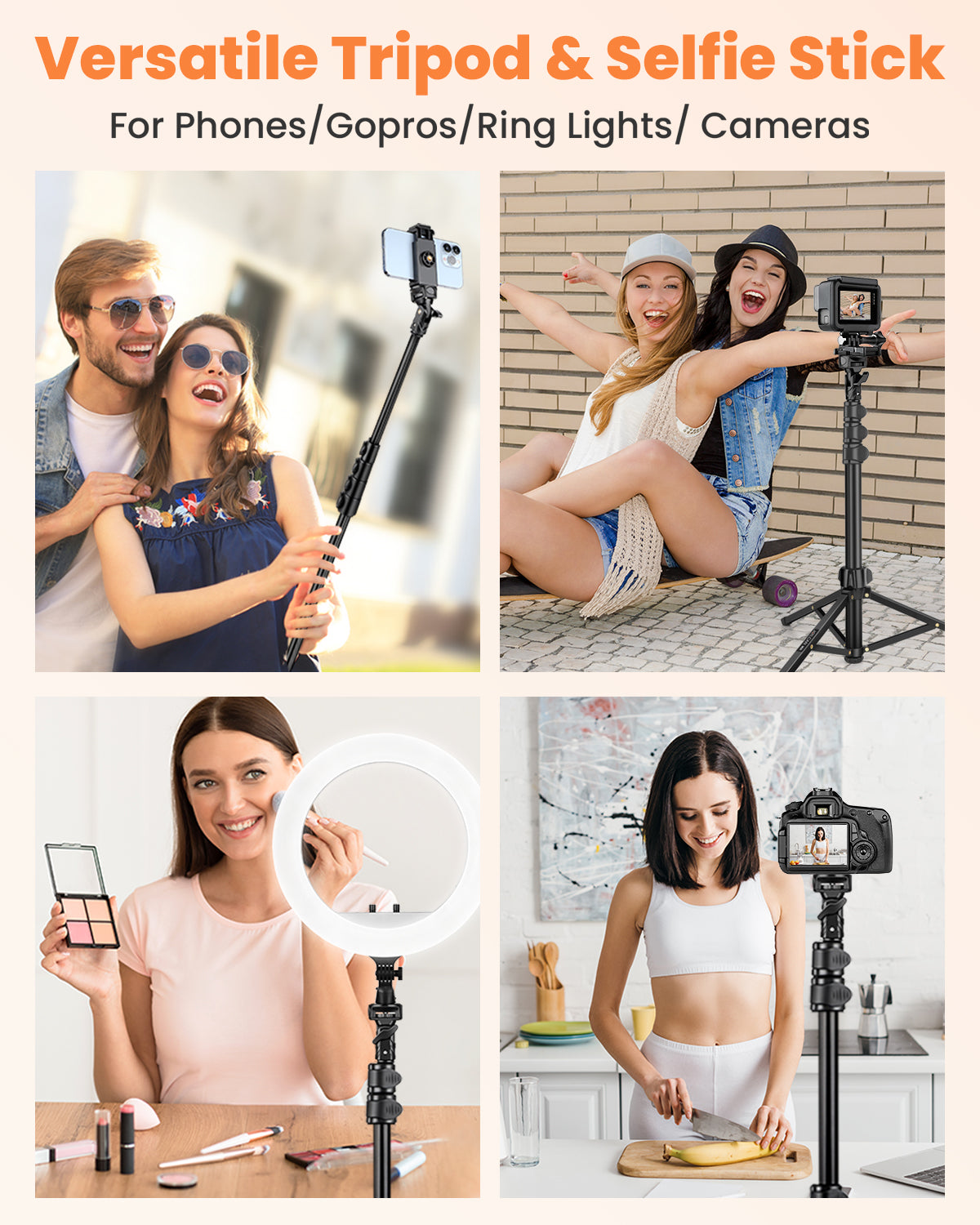 Phone Tripod, 85" Tall Tripod for iPhone with Gooseneck and Remote, Overhead Phone Stand for Recording Watching Cooking Fitness Vlog, Compatible with iPhone Android, Black(US)