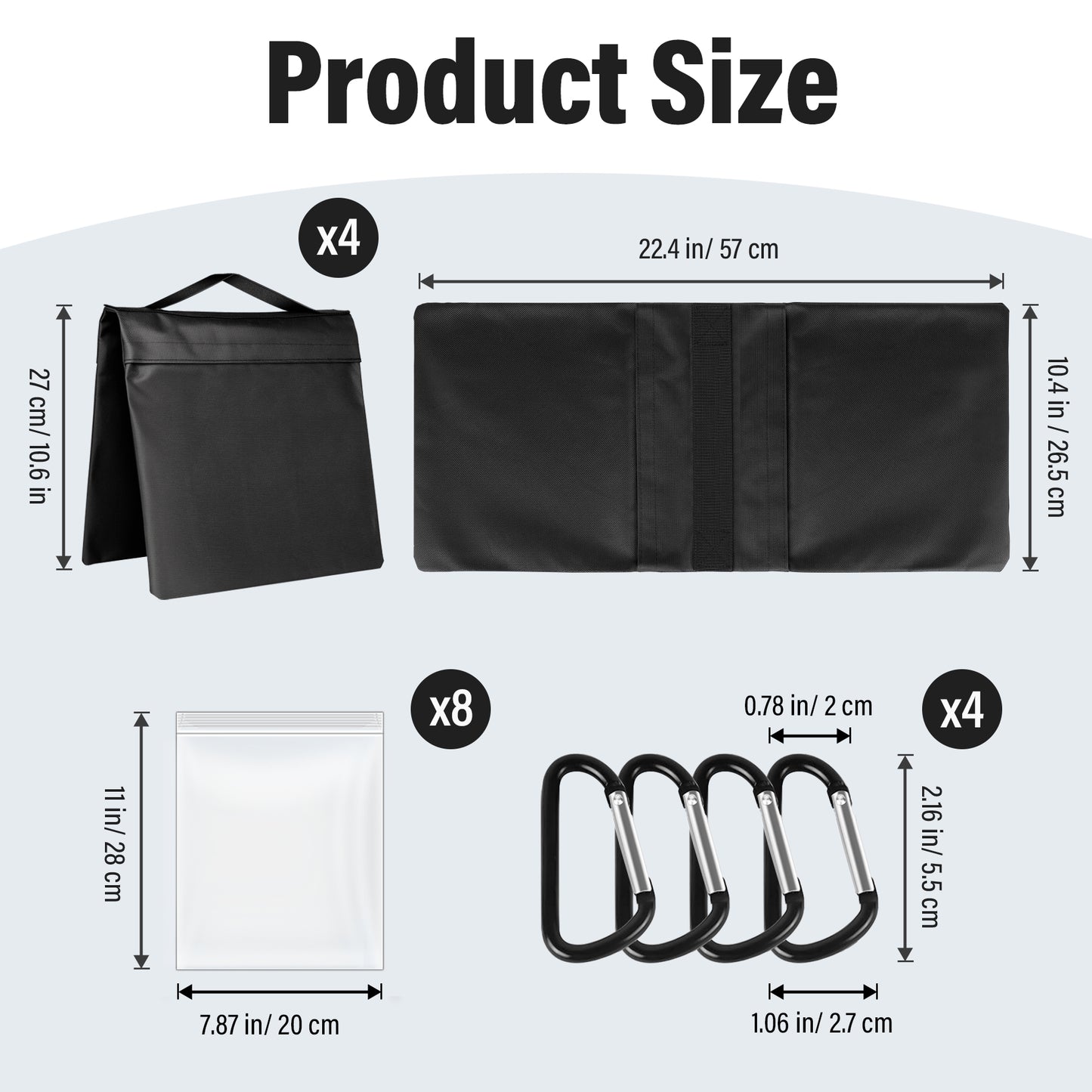 Victiv 4 Pack Sand Bags for Light Stand Photo Studio, Gazebo Weights Heavy Duty Sandbags, 22.4×10.4" Oxford Cloth Weight Bags for Tripod, Pop up Tent, Sun Umbrella Base, Fishing Chair, Max Load 11.7kg（EU）