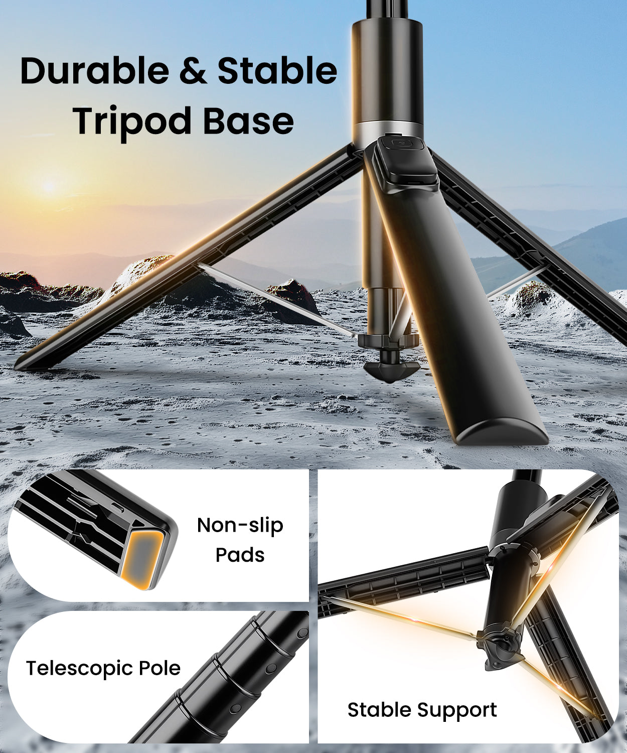 68" Auto-Open Phone Tripod & Selfie Stick with Remote and Fill Light, Extendable Cell Phone Tripod Stand, Phone Stand for Video Recording, Travel, Vlogging, Compatible with iPhone/Android, Black(US)