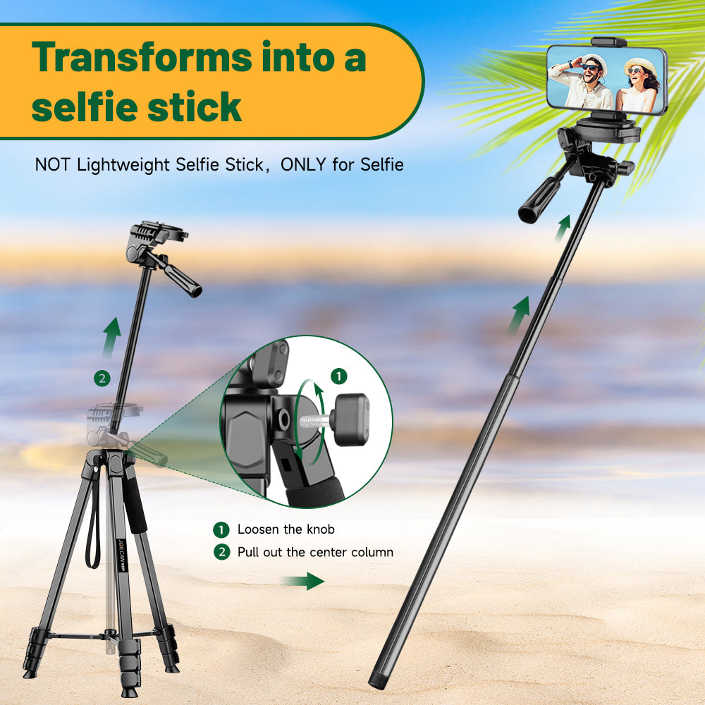 Victiv 83'' Aluminum Tripod Mobile Holder, 2-in-1 Lightweight Tripod Stand for Phone and Camera with Detachable Center Column as Selfie Stick, Ideal for Cooking, Overhead Shots and Live Streaming