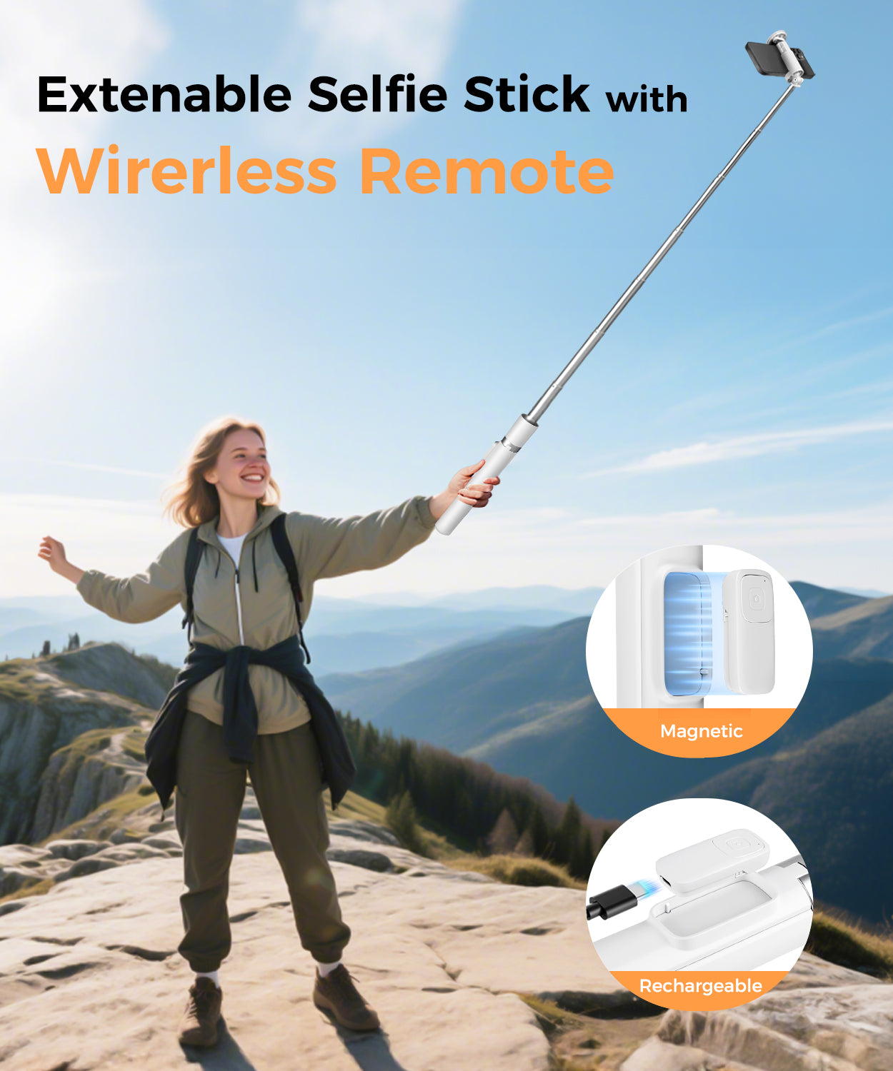 68" Phone Tripod & Selfie Stick with Remote and Fill Light, Auto Open Phone Tripod Stand, Extendable Cell Phone Stand for Video Recording, Travel, Vlogging, Compatible with iPhone/Android(US