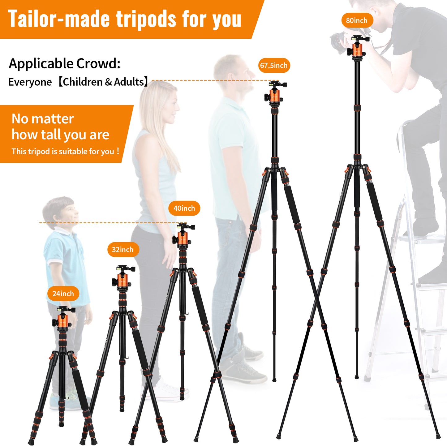 Victiv 80" Camera Tripod, Aluminum Heavy Duty Tripod Stand with 360° Ball Head, Camera Tripods & Monopods with Carry Bag, Suitable for Canon Nikon Binoculars Spotting Scope Telescope(US