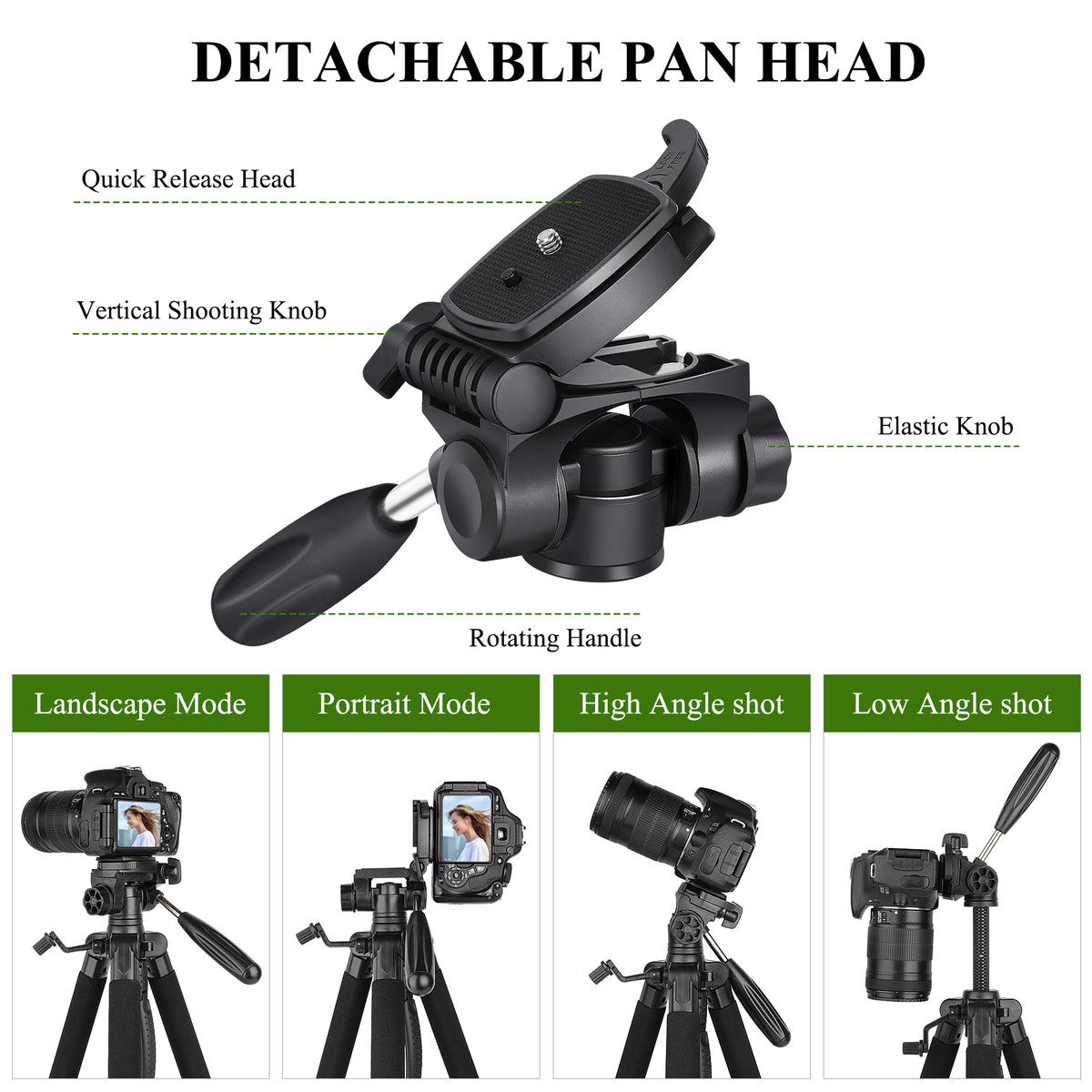 VICTIV Professional 74'' Aluminium Camera Tripod Stand, Heavy Duty Tripod Stand for Photo and Video Shooting, 1/4 Screw Compatible with DSLR, iPhone, Samsung, Spotting Scope, Max Load 9.5Lb(IN)