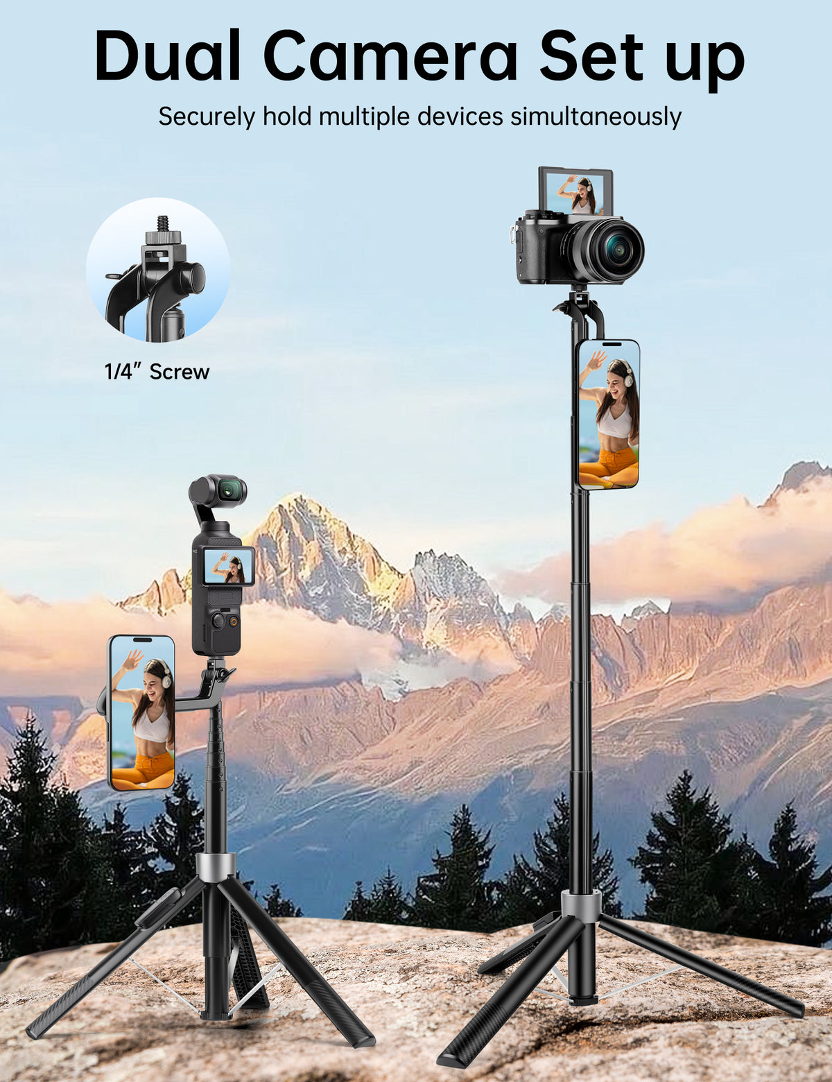 Magnetic Phone Tripod, 70" Selfie Stick Tripod for iPhone Magsafe with Rechargeable Remote & 2 in 1 Magnetic Holder, Portable Cellphone Stand for Recording Travel, Compatible with iPhone and Android-P67