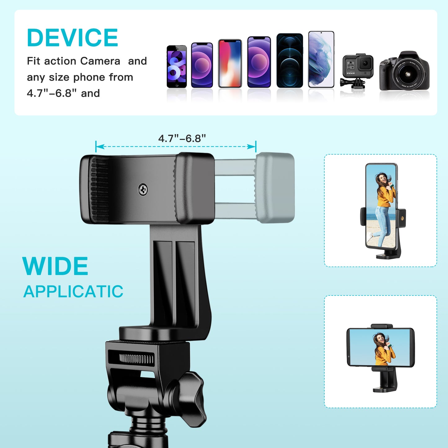 74" Flexible Phone Tripod, Tall Cell Phone Tripod with Adjustable Gooseneck & Remote, Portable Camera Cellphone Stand for Video Recording, Compatible with iPhone Android