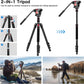 Fluid Head Tripod, Heavy Duty Tripod with Carry Bag, Professional Aluminium Tripod and Monopod for Video Camera Canon Nikon DSLR Camcorder (VT-H7)