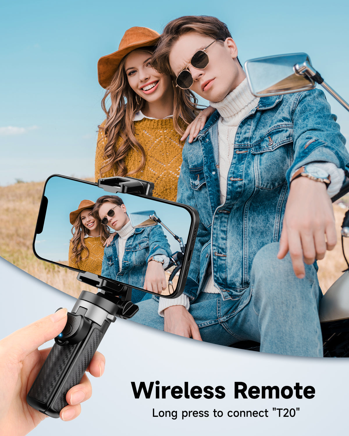 Victiv Mini Selfie Stick Tripod for iPhone, Desktop Phone Tripod Stand for Filming 3-in-1 with Remote, Portable Smartphone Selfie Stick for Travel/Content Creation/Vlog, Compatible with iPhone&Android(EU)