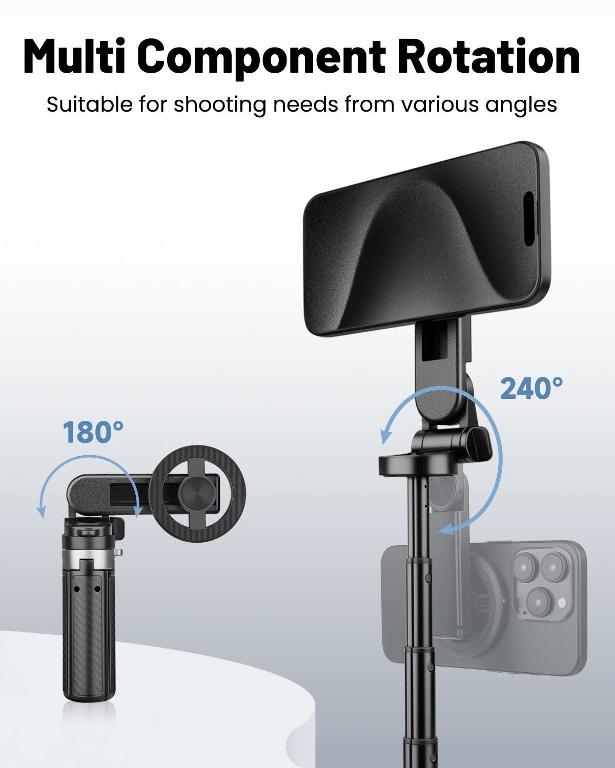 Victiv Magnetic Selfie Stick for iPhone, Mini Portable 4-in-1 Phone Tripod Stand for Filming with Remote, Mag-safe Tripod for iPhone & Android, Suitable for Travel, Selfies, Vlogging, Video Recording(EU)