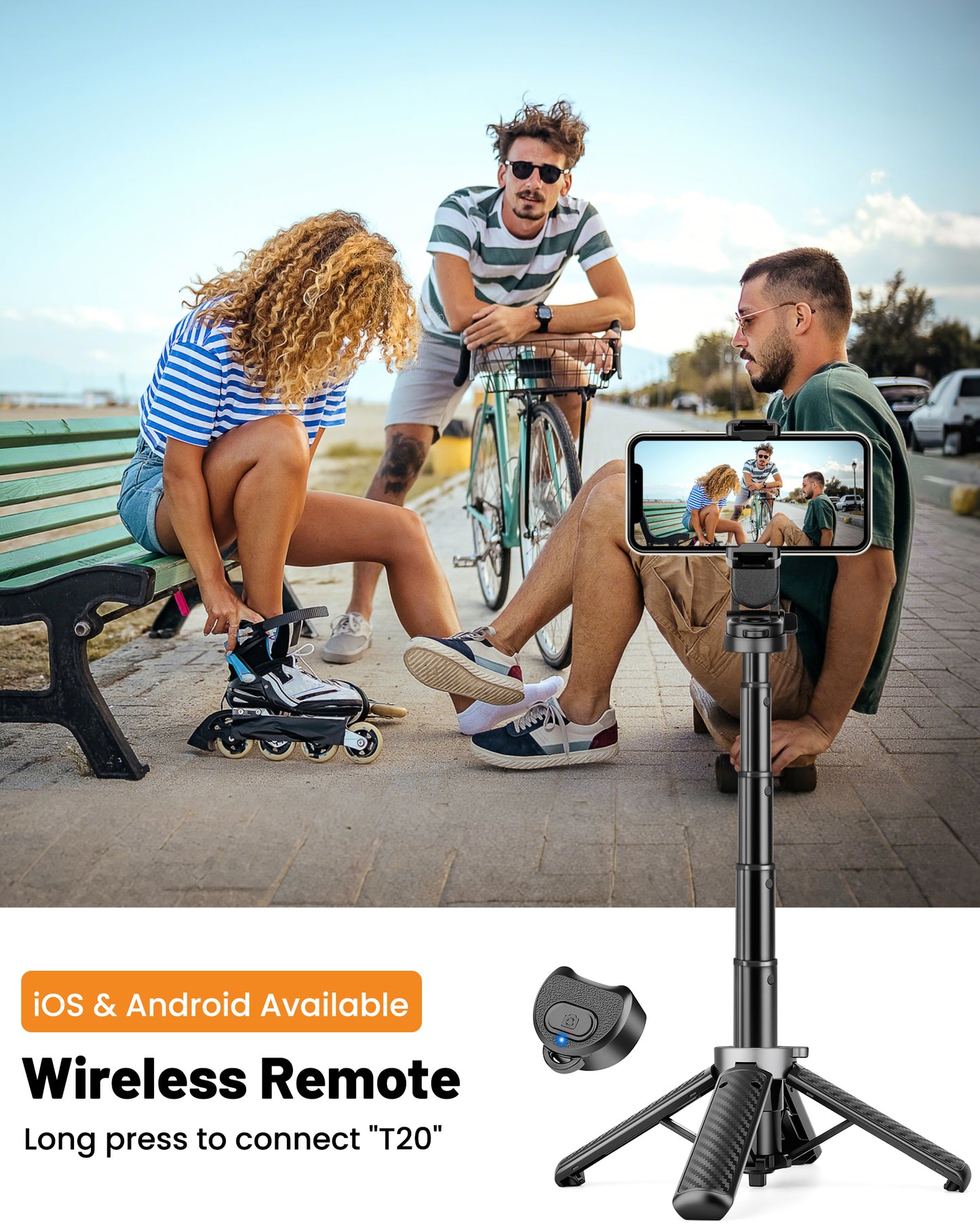 Victiv Mini Selfie Stick with Fill Light, iPhone Tripod Stand for Filming with Detachable Remote, Mobile Phone Tripod for Selfies Vlogging & Video Recording, Portable Content Creator Equipment(EU)