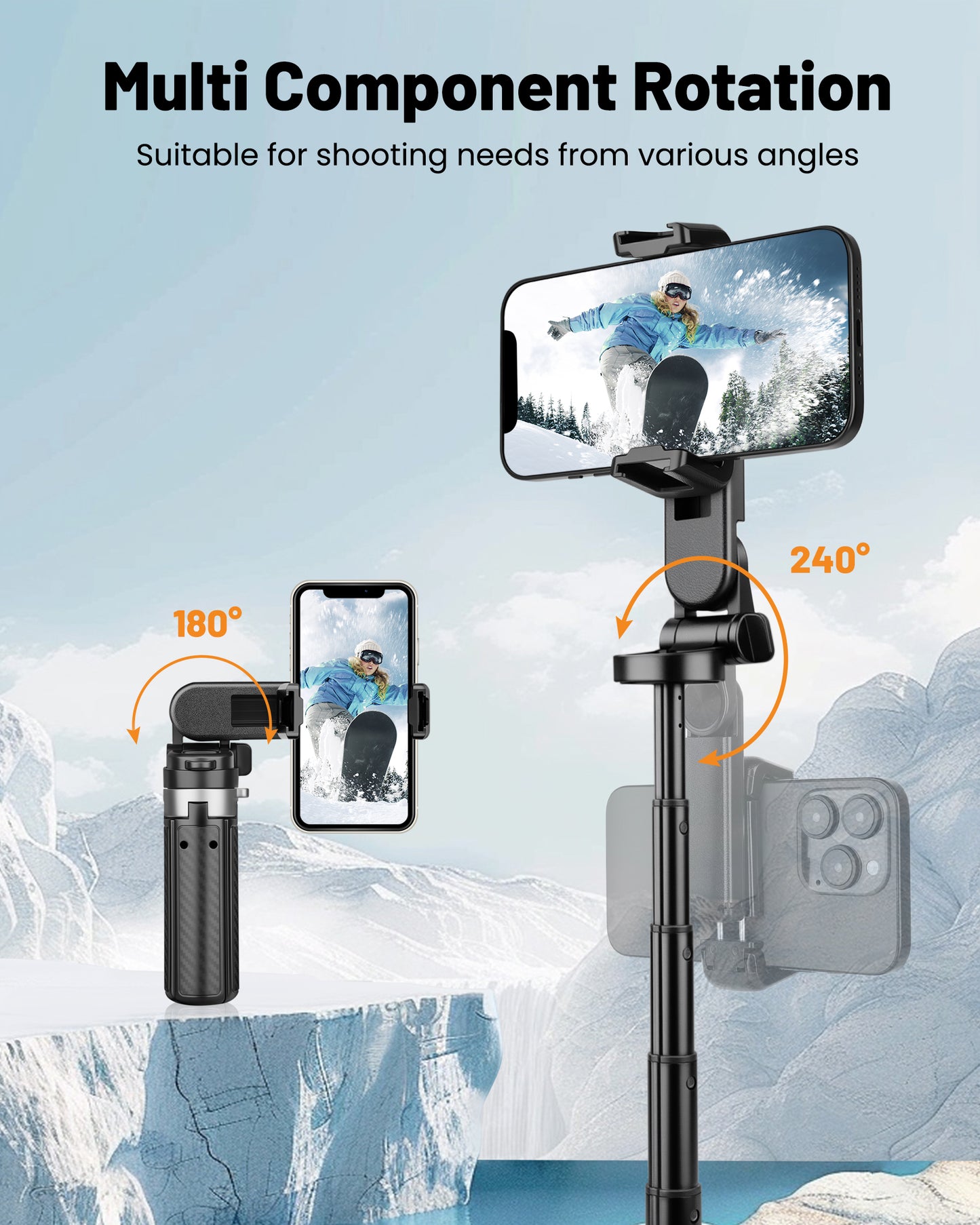 Victiv Mini Selfie Stick with Fill Light, iPhone Tripod Stand for Filming with Detachable Remote, Mobile Phone Tripod for Selfies Vlogging & Video Recording, Portable Content Creator Equipment(EU)