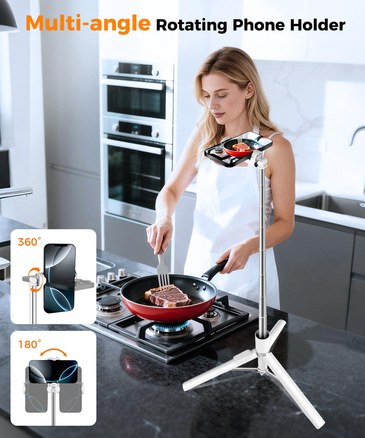 68" Phone Tripod & Selfie Stick with Remote and Fill Light, Auto Open Phone Tripod Stand, Extendable Cell Phone Stand for Video Recording, Travel, Vlogging, Compatible with iPhone/Android(US