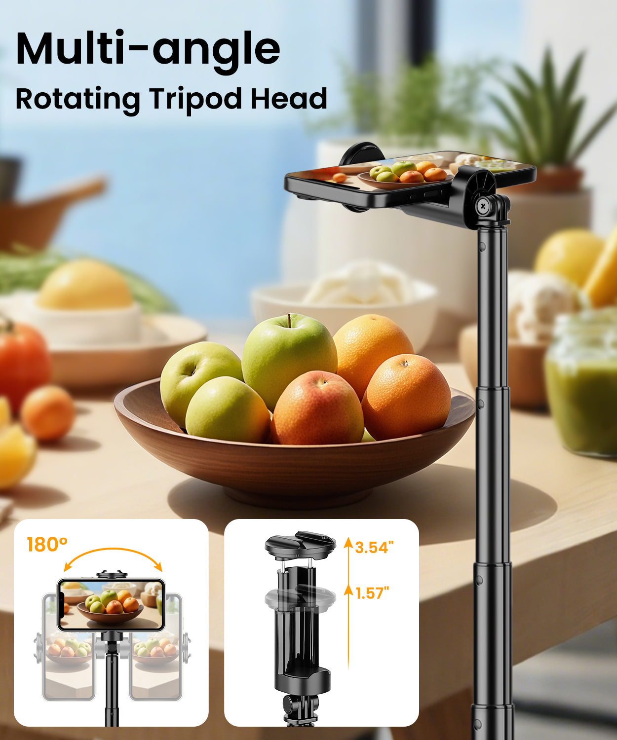 68" Auto-Open Phone Tripod & Selfie Stick with Remote and Fill Light, Extendable Cell Phone Tripod Stand, Phone Stand for Video Recording, Travel, Vlogging, Compatible with iPhone/Android, Black(US)