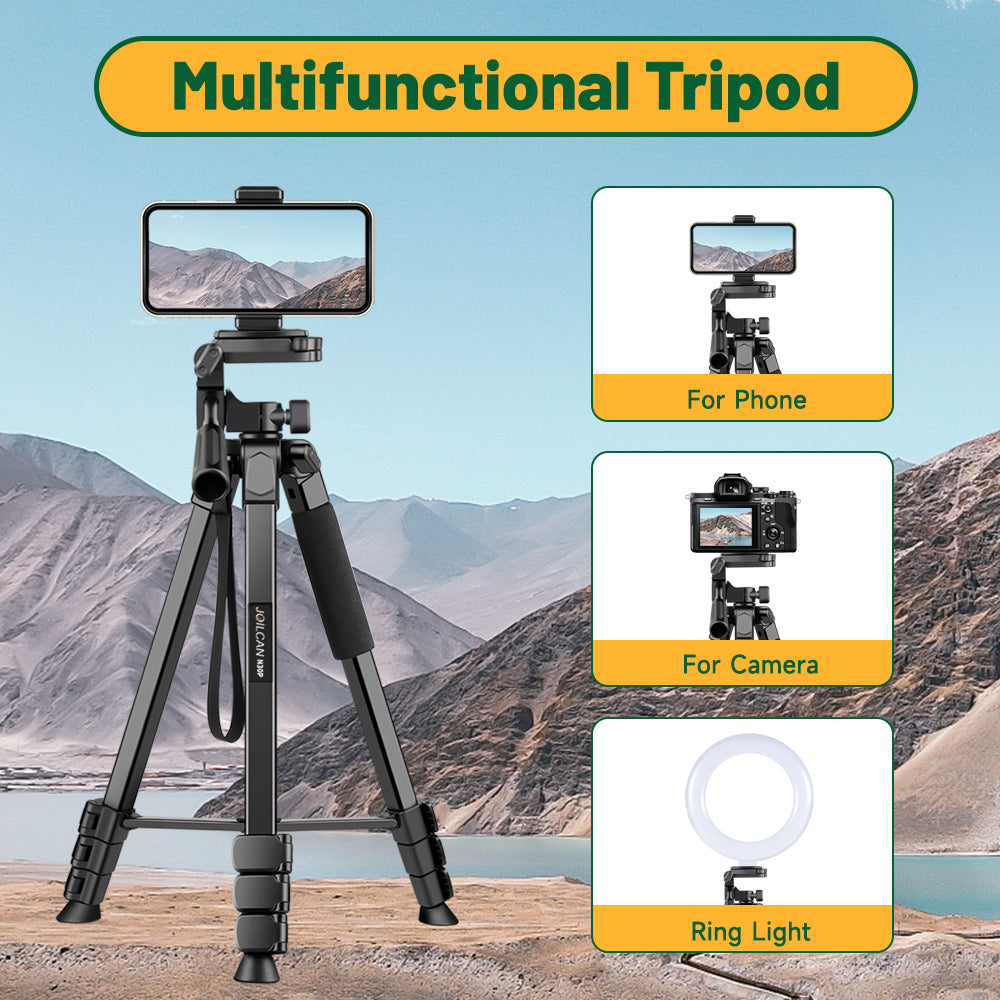 Victiv 83'' Aluminum Tripod Mobile Holder, 2-in-1 Lightweight Tripod Stand for Phone and Camera with Detachable Center Column as Selfie Stick, Ideal for Cooking, Overhead Shots and Live Streaming