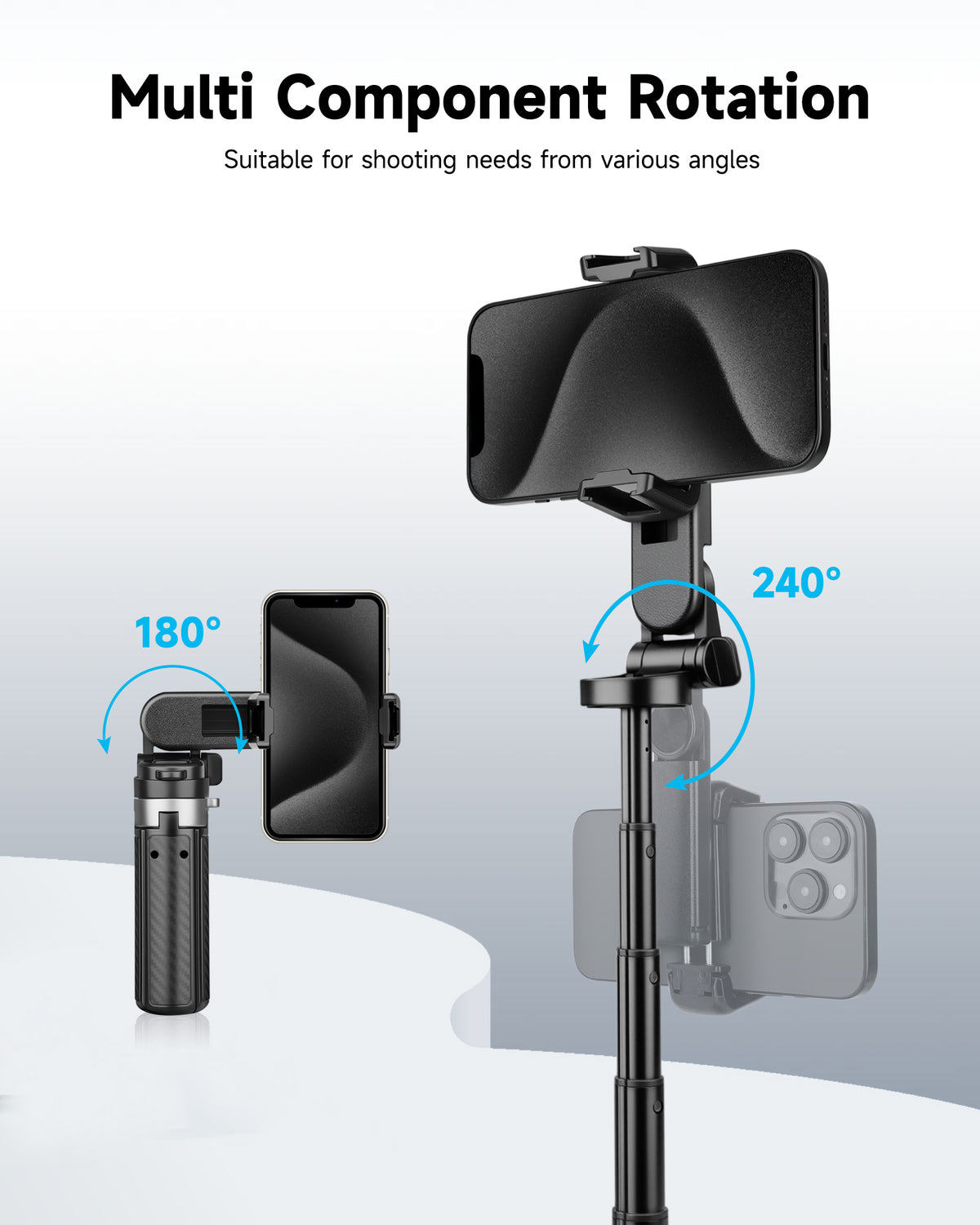 Victiv Mini Selfie Stick Tripod for iPhone, Desktop Phone Tripod Stand for Filming 3-in-1 with Remote, Portable Smartphone Selfie Stick for Travel/Content Creation/Vlog, Compatible with iPhone&Android(EU)