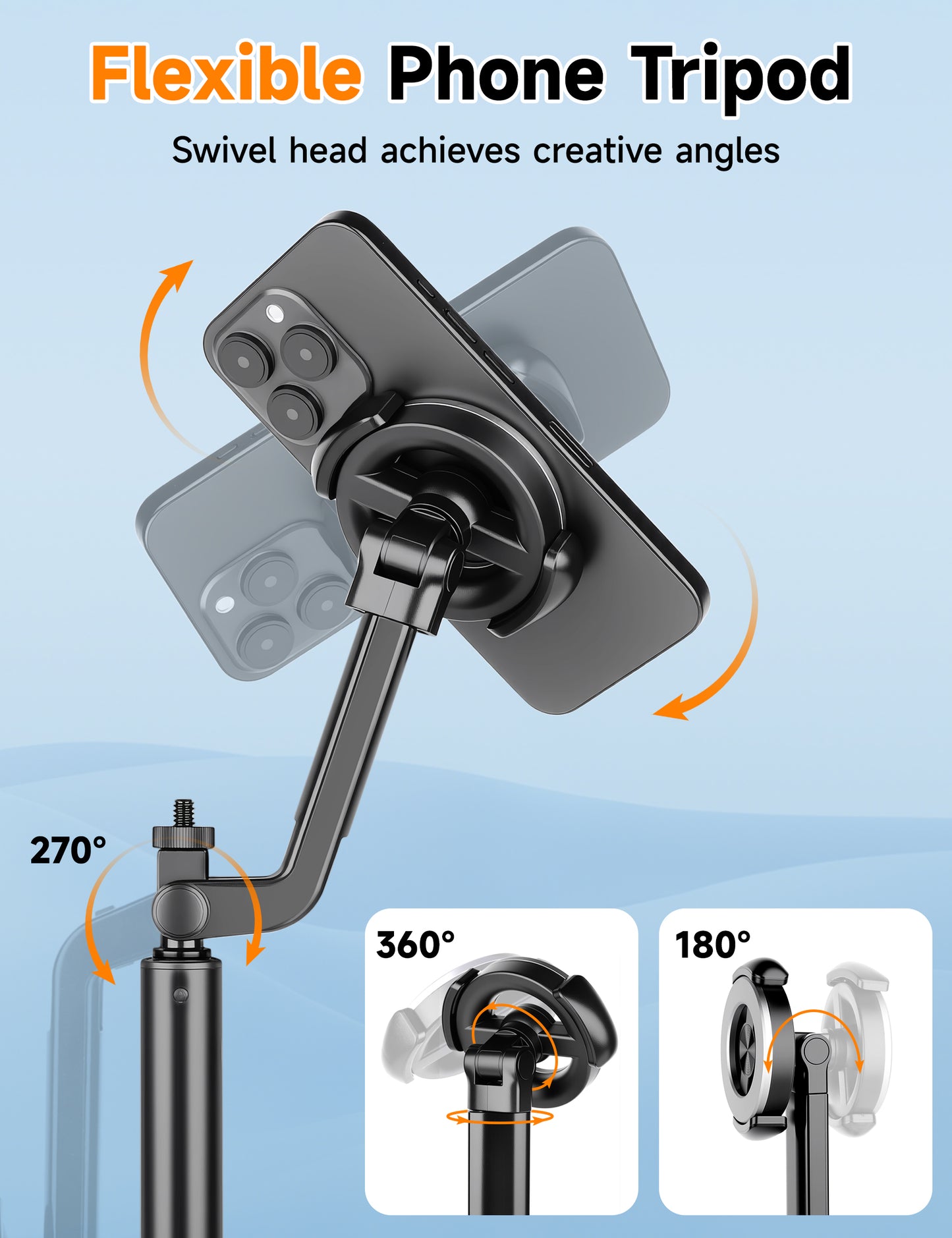 Magnetic Tripod for iPhone, 69" Phone Tripod Selfie Stick with Stake, Remote & 2 in 1 Phone Holder, Extendable Cell Phone Stand for Golf Recording Travel, Compatible with iPhone and Android Cellphone