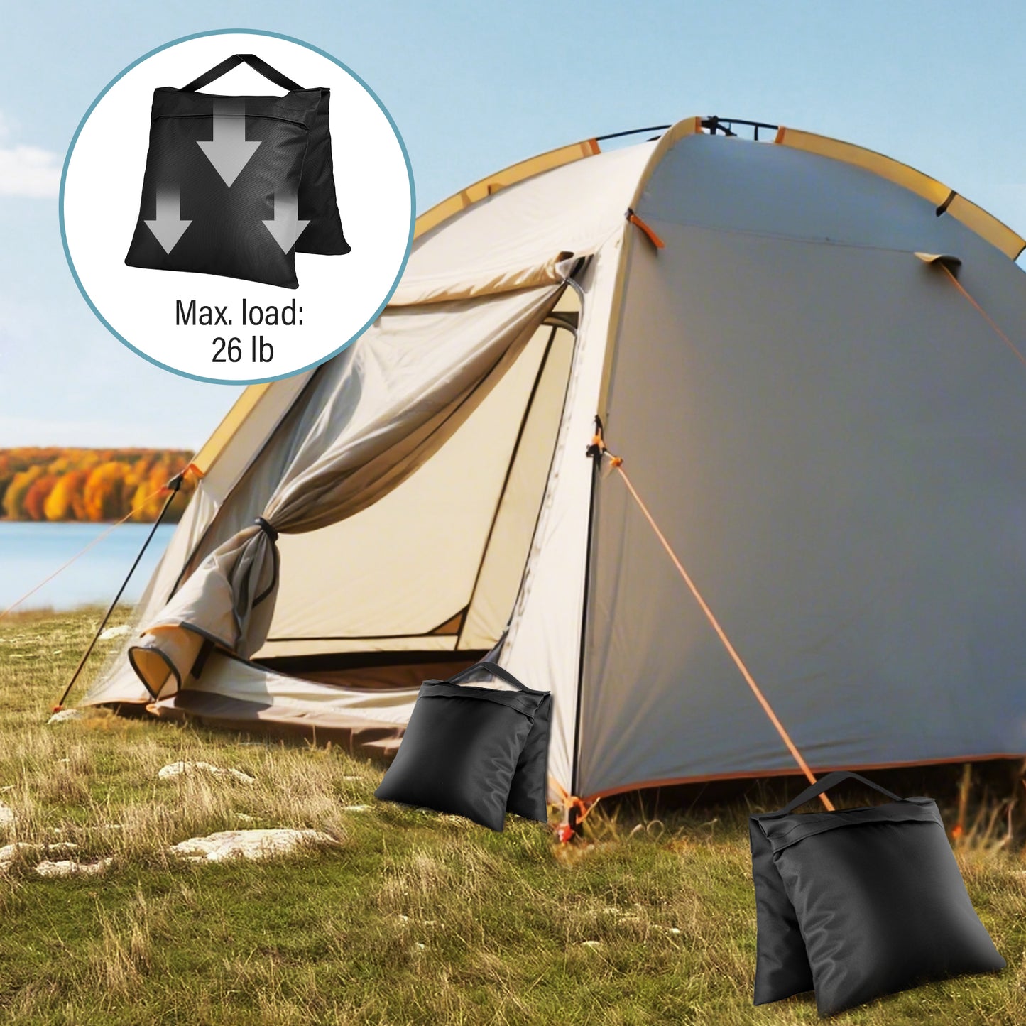 Victiv 6 Pack Sandbags for Light Stand Photo Studio, Heavy Duty Sand Bags Gazebo Weights, 22.4×10.4" Oxford Cloth Weight Bags for Tripod, Pop up Tent, Sun Umbrella Base, Fishing Chair, Max Load 11.8kg(EU)