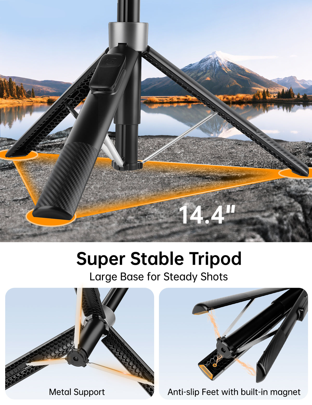 Magnetic Phone Tripod, 70" Selfie Stick Tripod for iPhone Magsafe with Rechargeable Remote & 2 in 1 Magnetic Holder, Portable Cellphone Stand for Recording Travel, Compatible with iPhone and Android-P67
